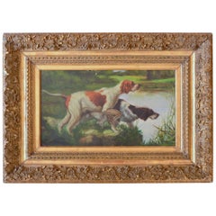 Pair of Hunting Hounds, Attributed to Henry Schouten, Belgian School, Oil Board