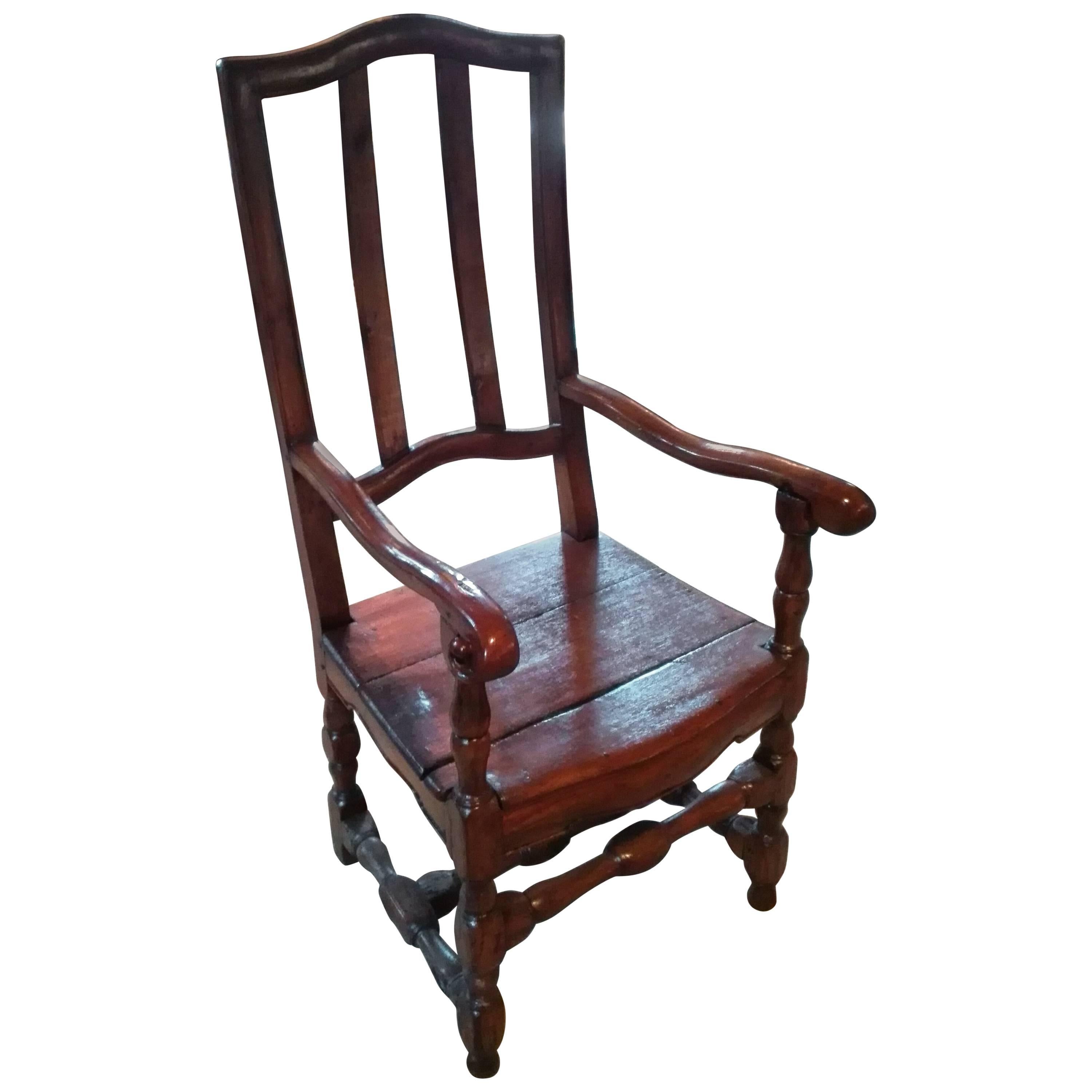 Barock Armchair First Half of the 18th Century in Carved and Caned Walnut For Sale