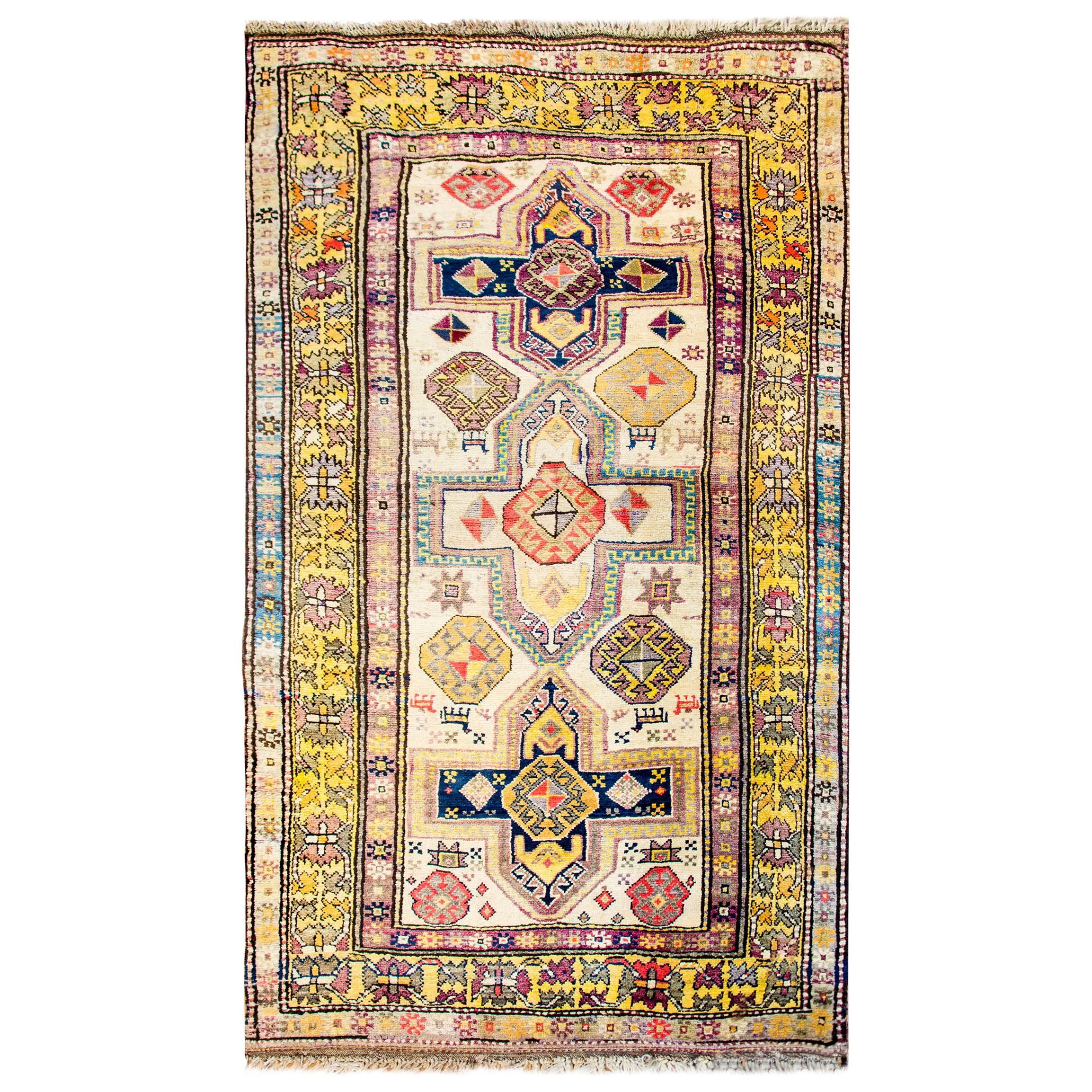 Fantástica alfombra turca Konya de época