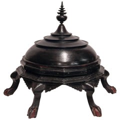 Giant Black Lacquer Offering Tray, Hsun Ok, from Burma Early to Mid-20th Century