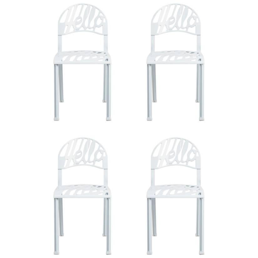 Fabulous Set of Four 1970s Pop Art “Hello There” Chairs, Jeremy Peters, Artifort For Sale