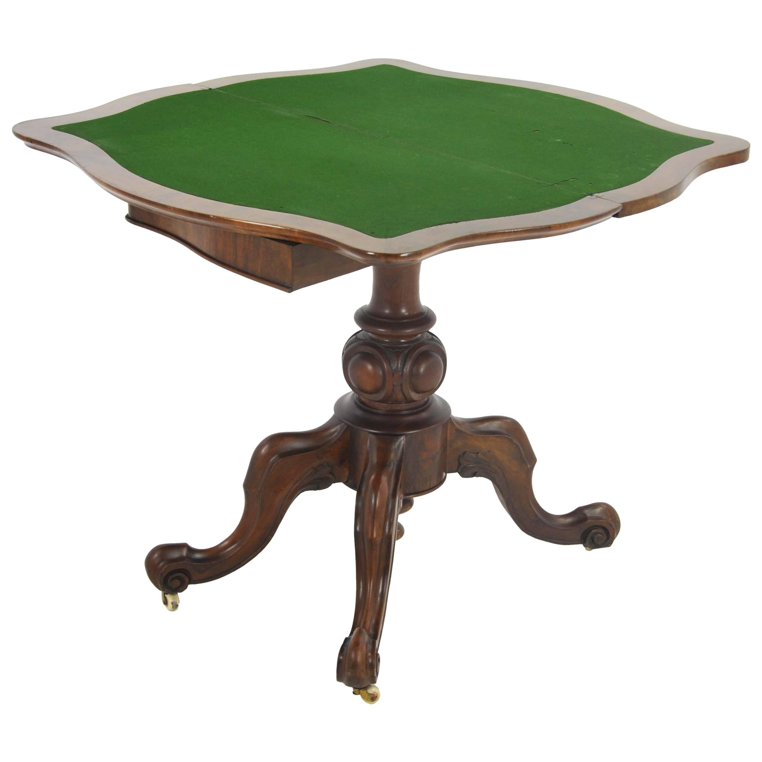 Antique Card Table, Victorian Card Table, Walnut, Scotland, 1870