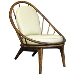 Ib Kofod-Larsen Peacock Spindle Back Lounge Chair Upholstered in Leather