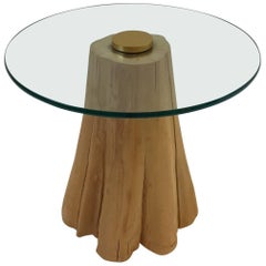 Wood Log and Glass Side Table in the Manner of Michael Taylor