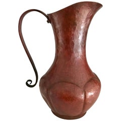 Hammered Copper Mexican Early 20th Century Pitcher