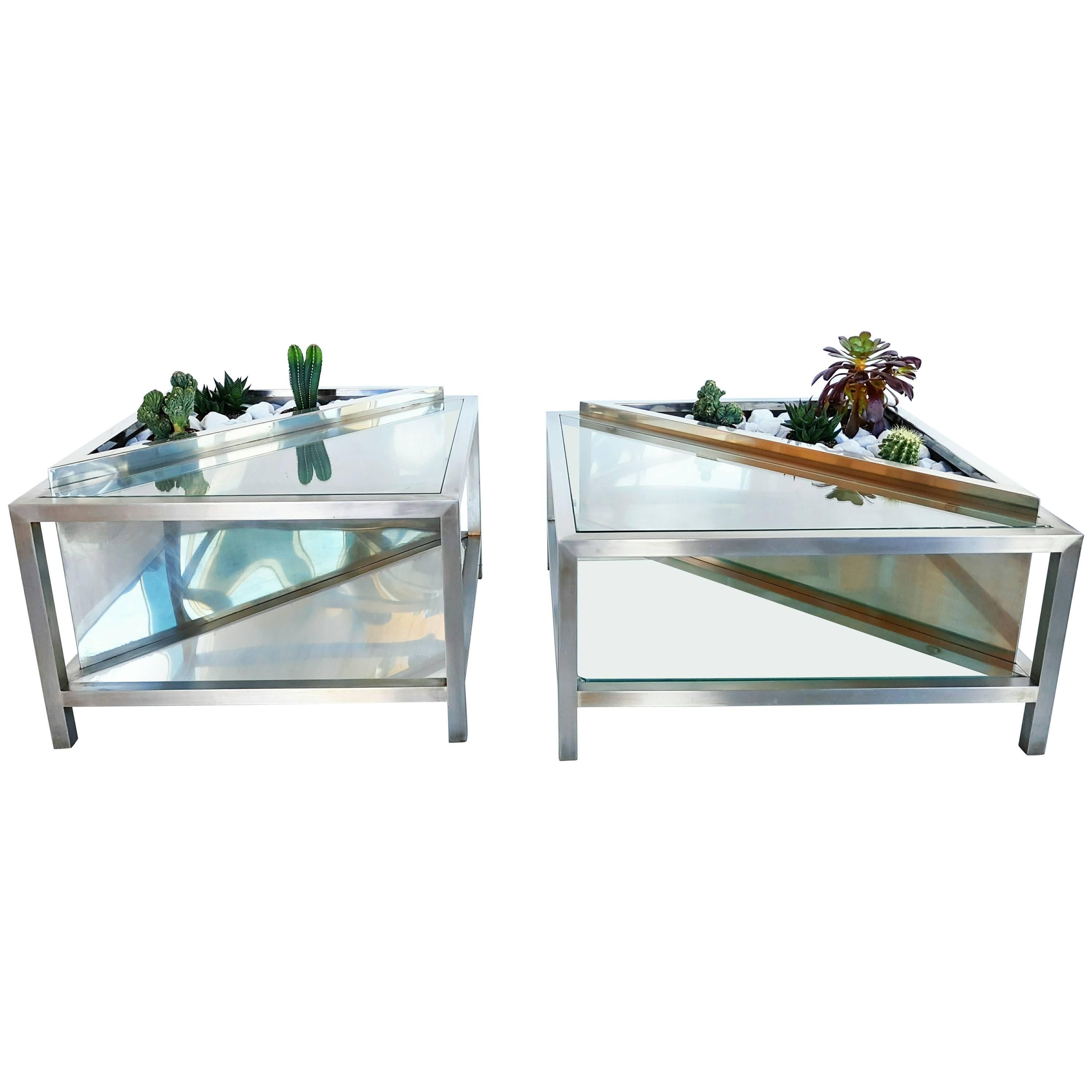 Set of Two French Planter Side Table or Coffee Table, circa 1970