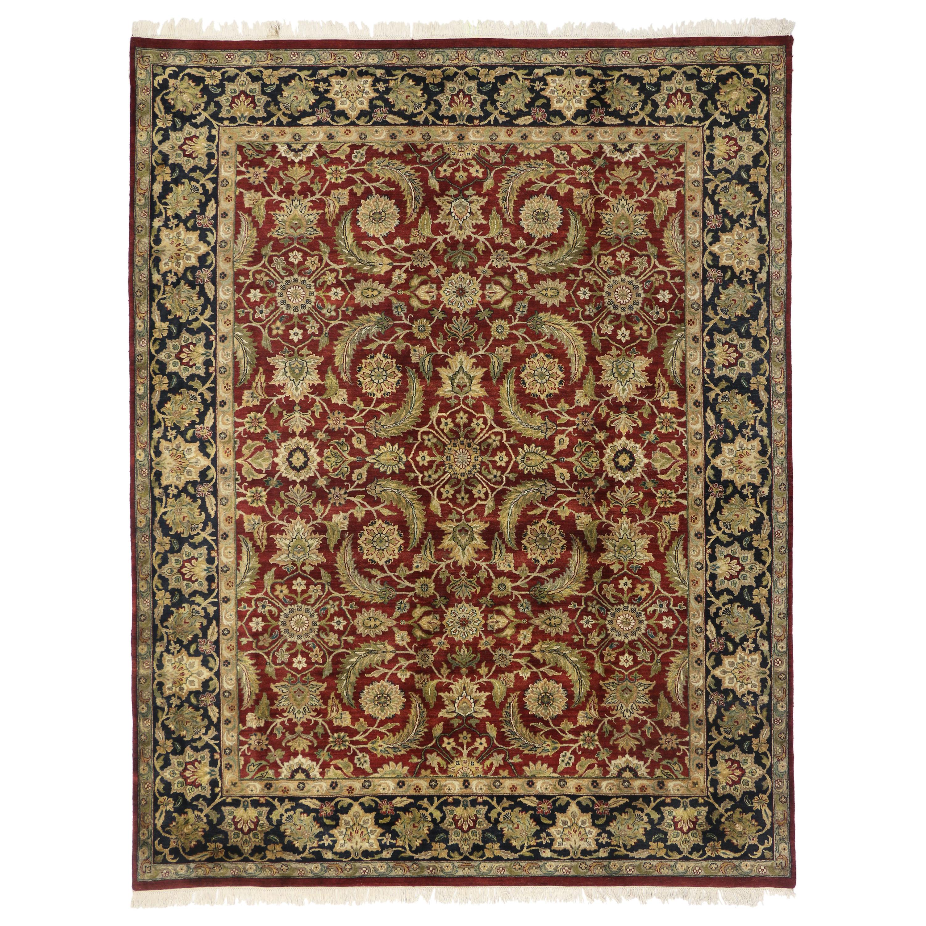Vintage Traditional Indian Area Rug with Persian Design and Manor House Style