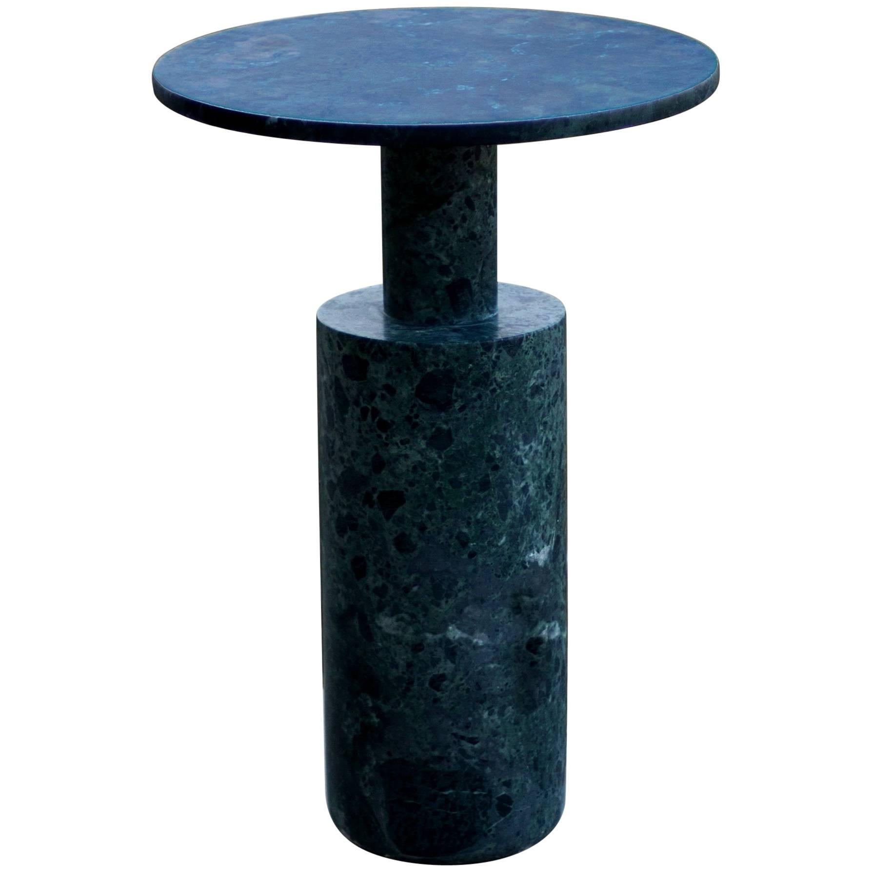 Contemporary Green Plateau Limited Edition Side Table in Moss Green Marble For Sale