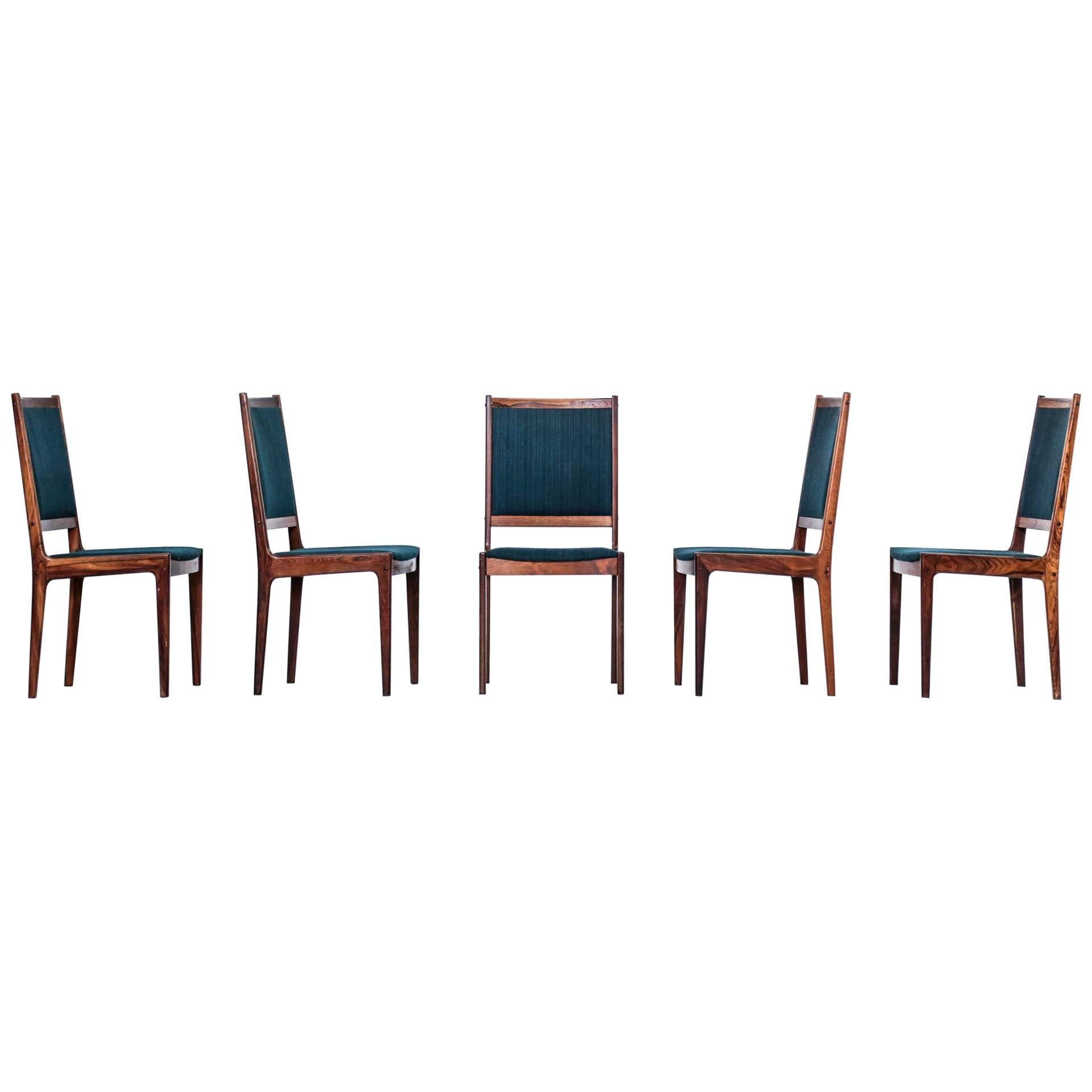 Set of Five Rosewood Dining Chairs, 1960s