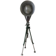 Vintage Gigantic Steel circa 1950 Floor Industrial Lamp on Movie Gyroscopic Tripod