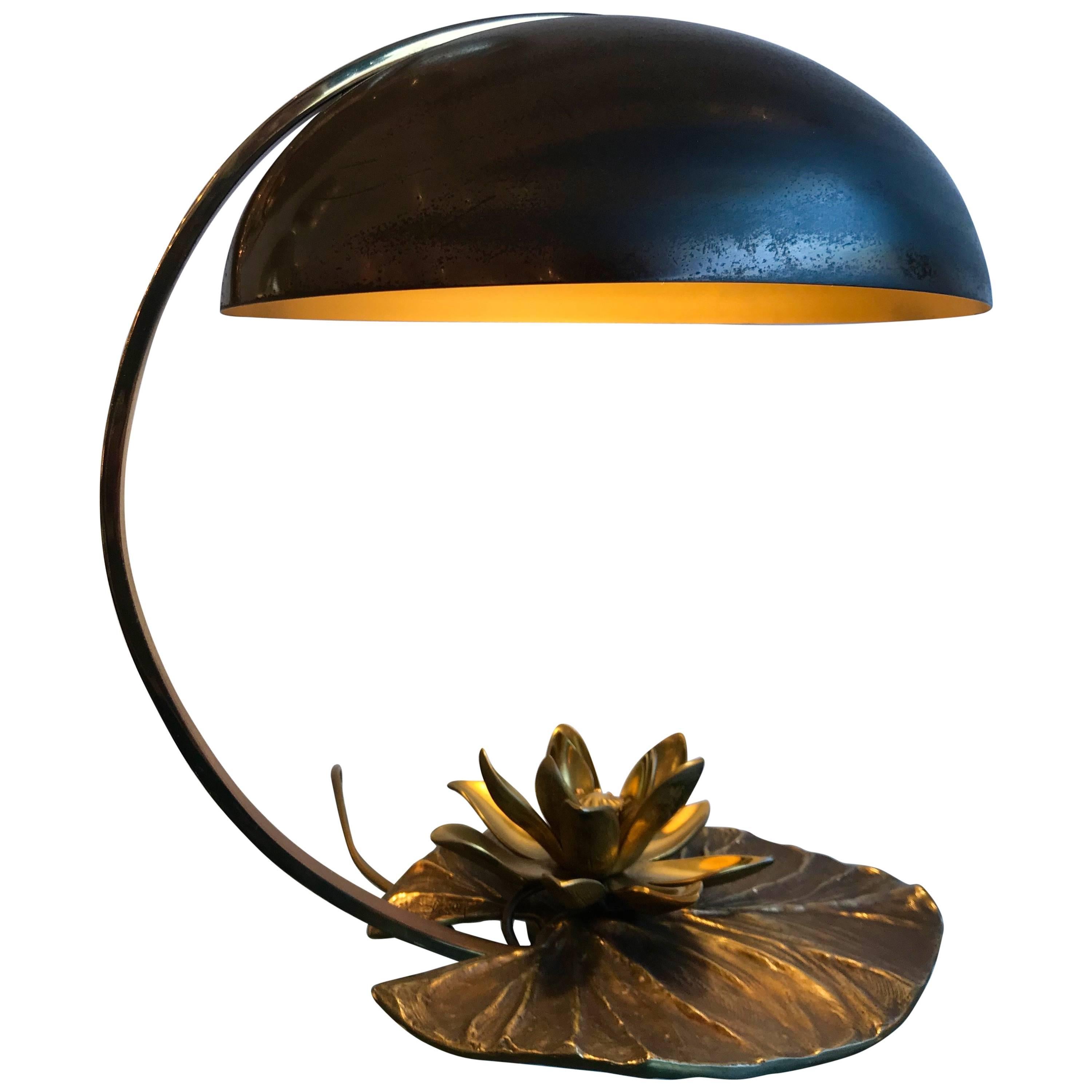 Lilipad Bronze Lamp by Maison Charles, France, 1970s