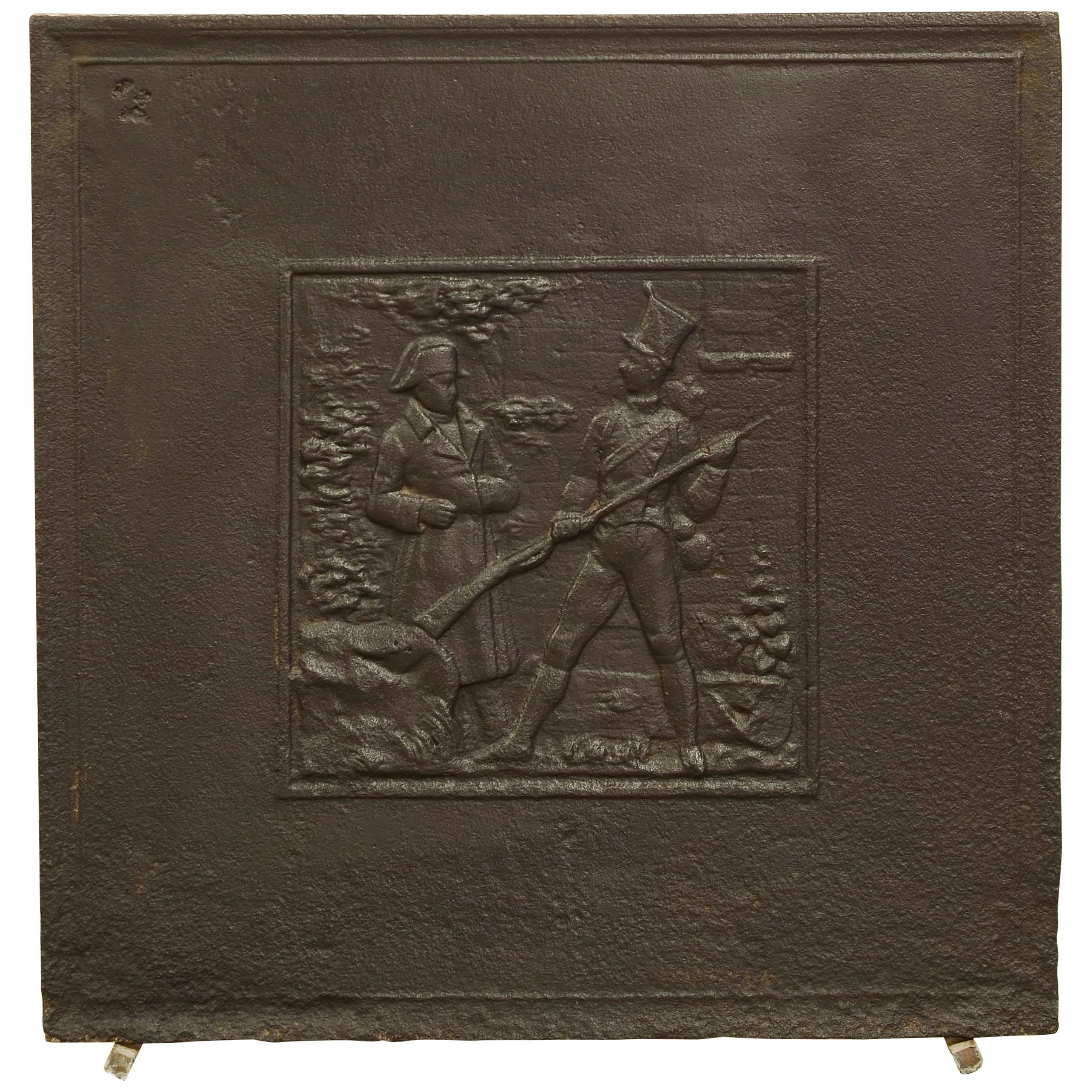 Antique Fireback Showing Napoleon on the Battlefield For Sale