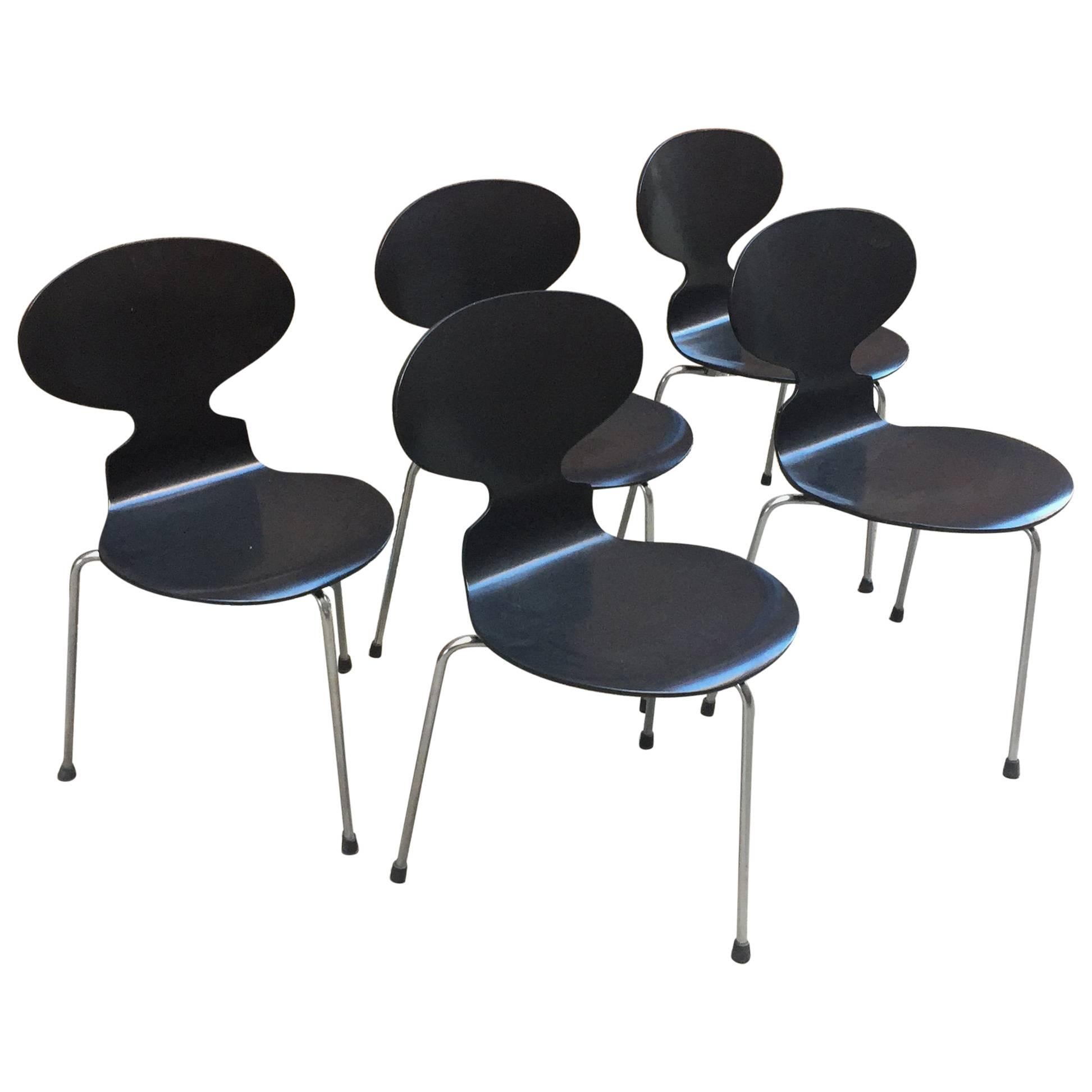 Set of Five Arne Jacobsen for Fritz Hansen 3100 Ant Chairs