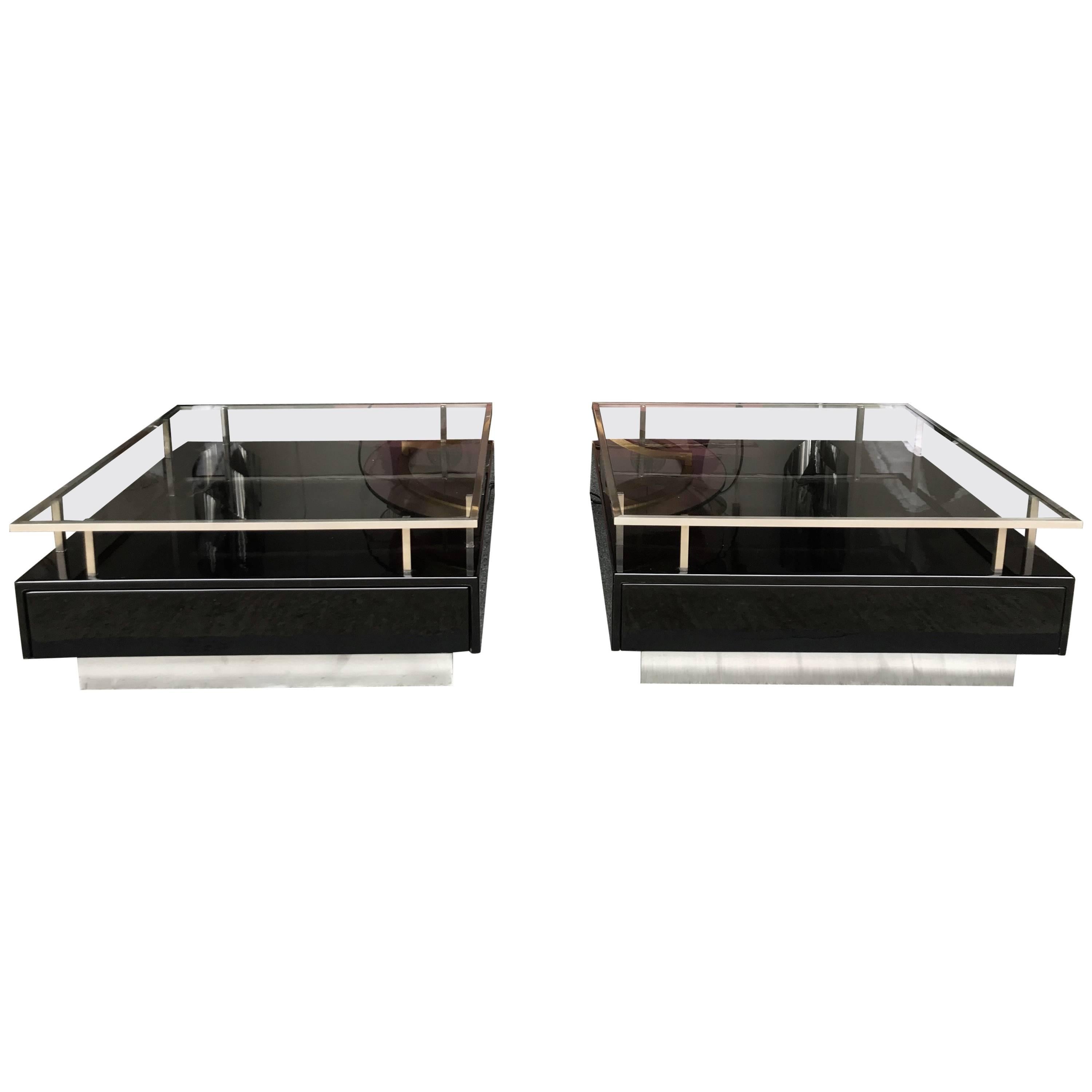 Pair of Lacquered Tables by Guy Lefevre for Maison Jansen, France, 1970s