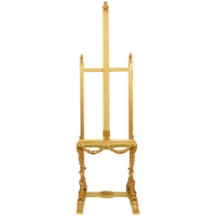 Gilt and Polychromed Wood Easel in Neoclassical Style, 20th Century
