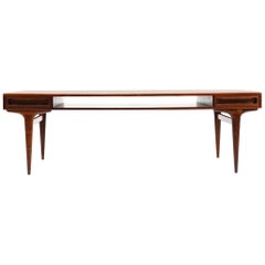 Rectangular Danish Rosewood Sofa Table with Two Drawers