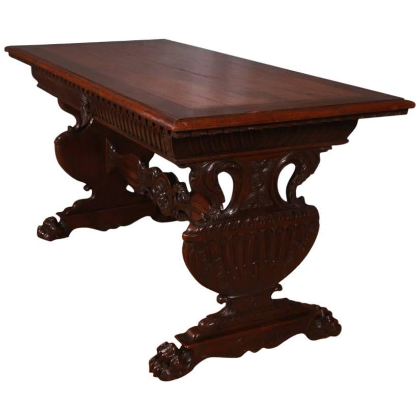 Carved Walnut Desk or Centre Table