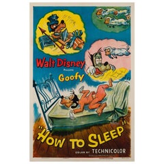 Vintage How to Sleep US Film Poster, Disney, 1953