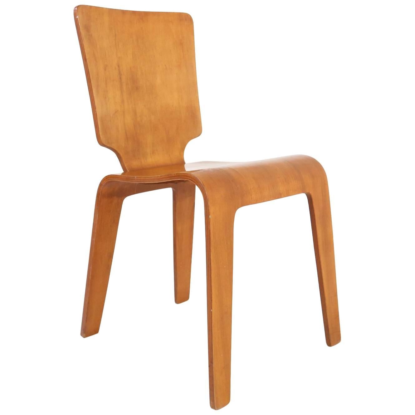 Bent Plywood Side Chair by Thaden-Jordan Furniture, 1940s / Han Pieck Style