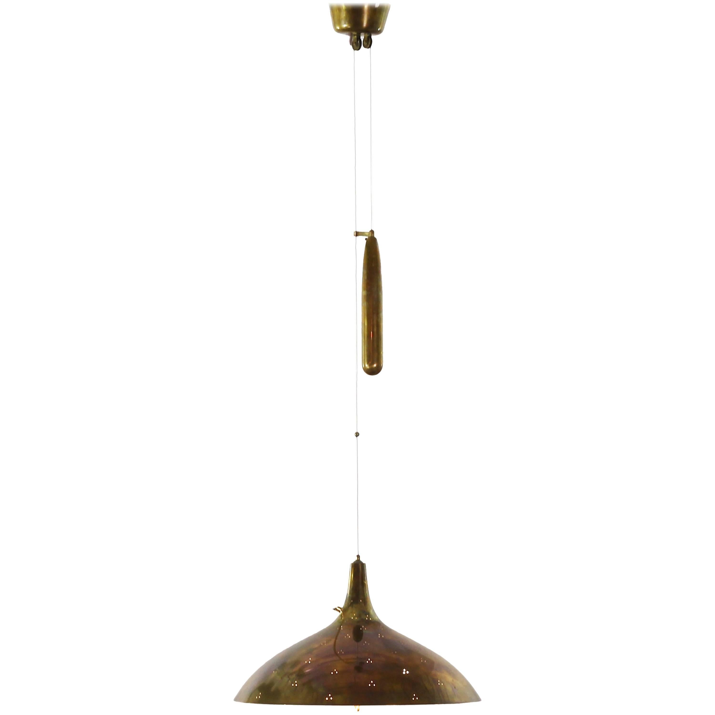 Brass Ceiling Pendant Lamp by Paavo Tynell for Taito Oy , Finland For Sale
