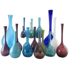 Collection of 19 Mid-Century Modern Swedish Blown Glass Vases