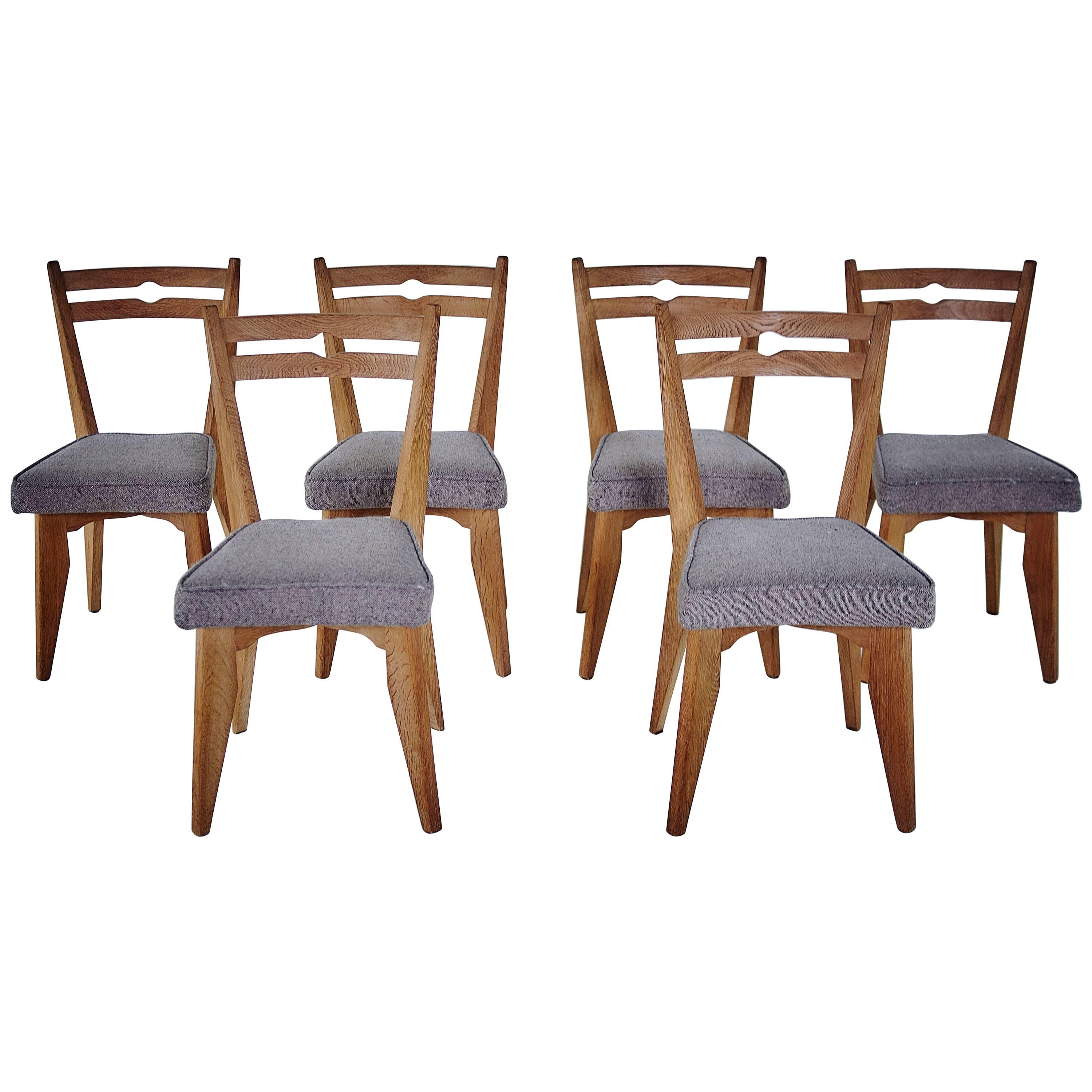 Guillerme & Chambron Set of Six Thibault Chairs, circa 1960 For Sale