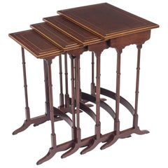 Antique Edwardian Mahogany Quartetto Nest of Four Tables, Early 20th Century