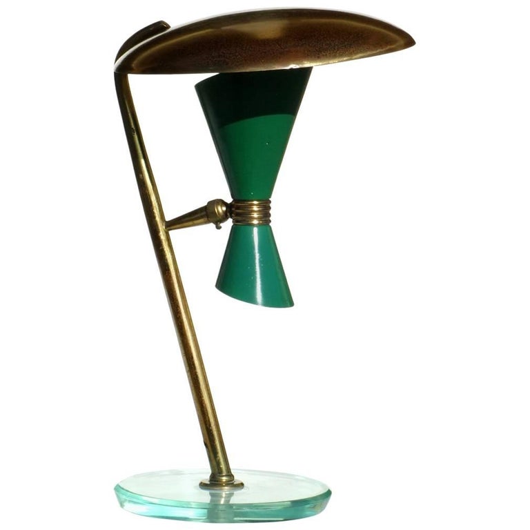 Italian Lamp Midcentury Design 1950s Green Table Lamp at 1stDibs