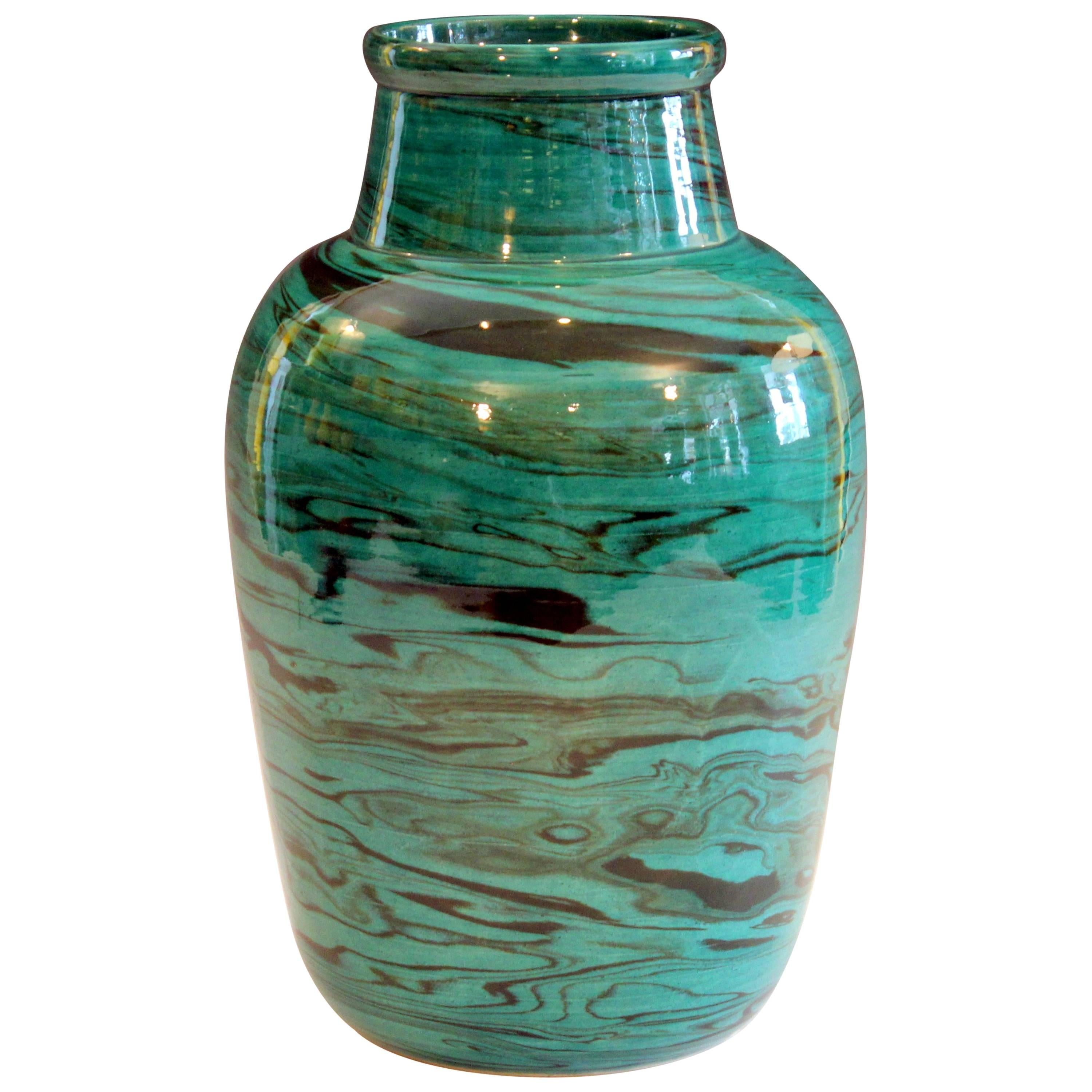 Big Bitossi Raymor Vintage Italian Marbleized Pottery Marbled Label Ceramic Vase