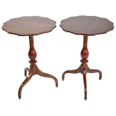 Pair of French Vintage Sculpted Mahogany Gueridons, 1940's 