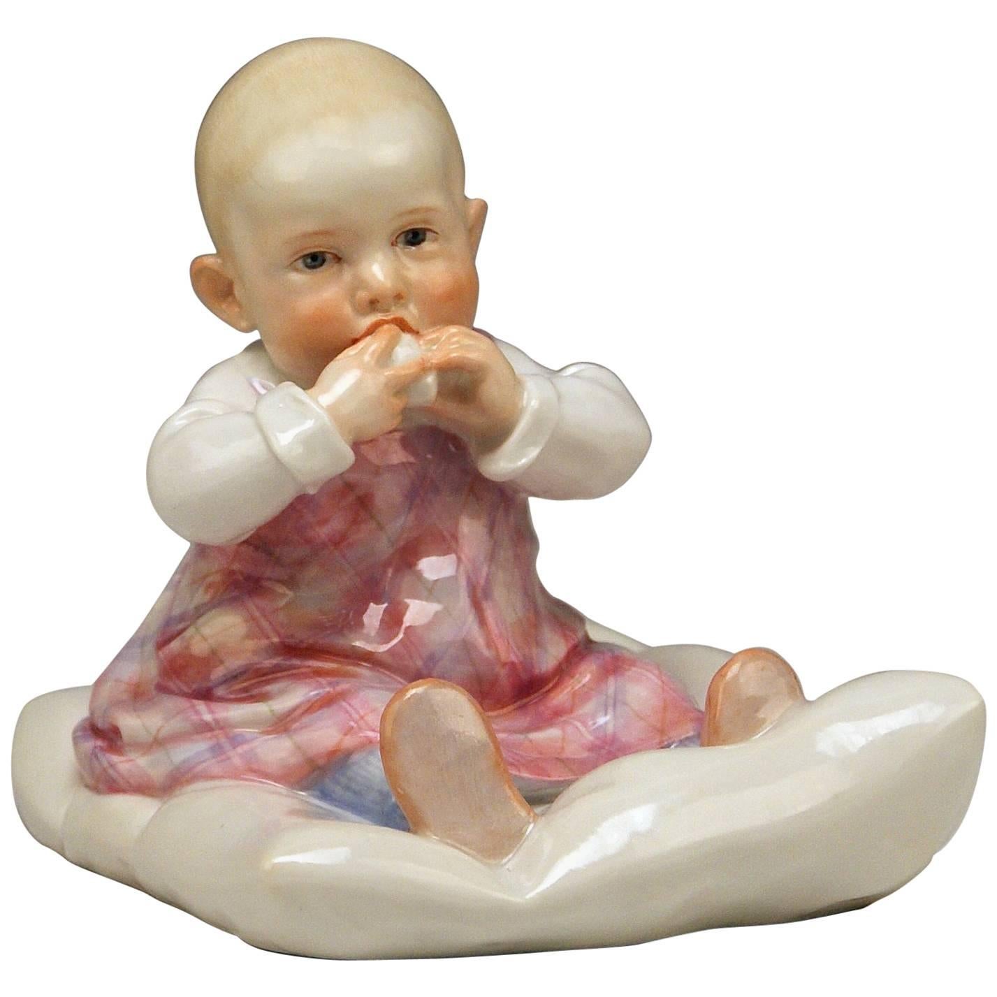 Meissen Hentschel Child Sitting on Cushion Figurine Model U 150 Made circa 1905