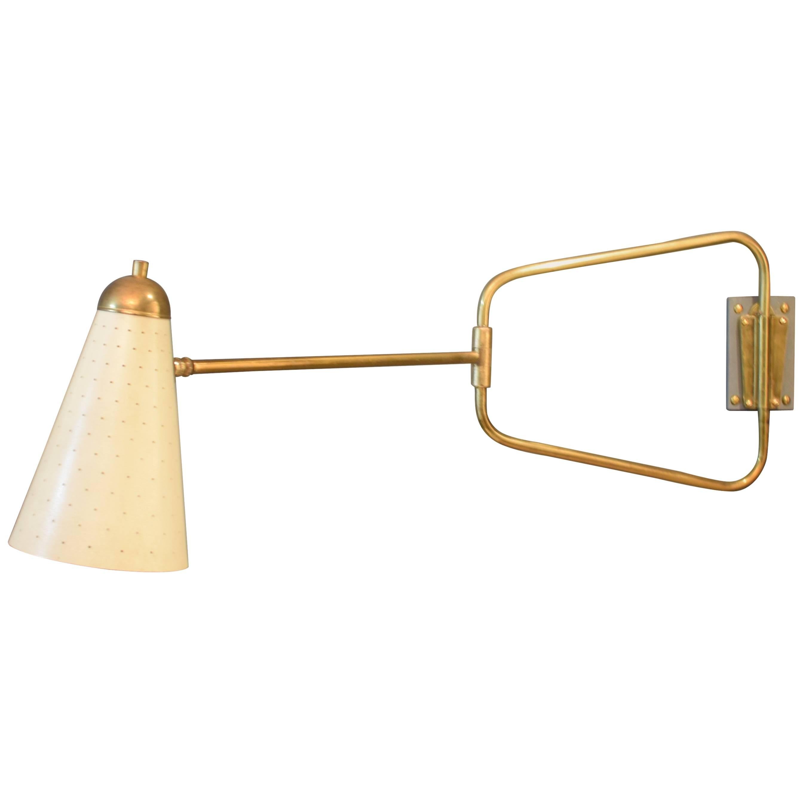 Mid-Century French Brass Swing Wall Light/Scone by Jacques Biny, 1950s