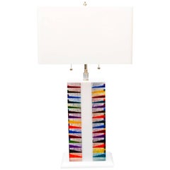 Skyscraper Style Lucite Table Lamp and Shade