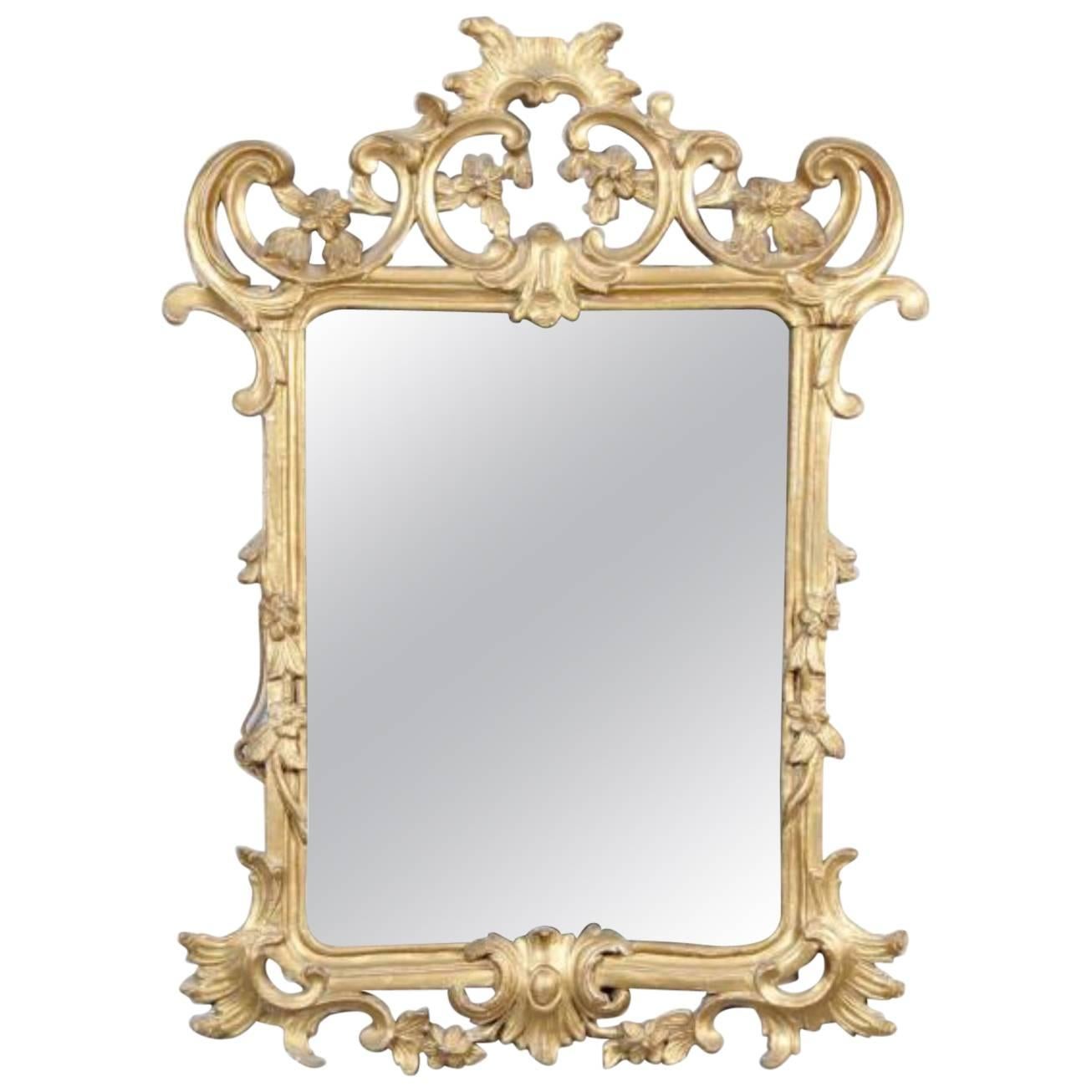 19th Century French Mirror with Carved and Giltwood Frame, Napoleon III For Sale