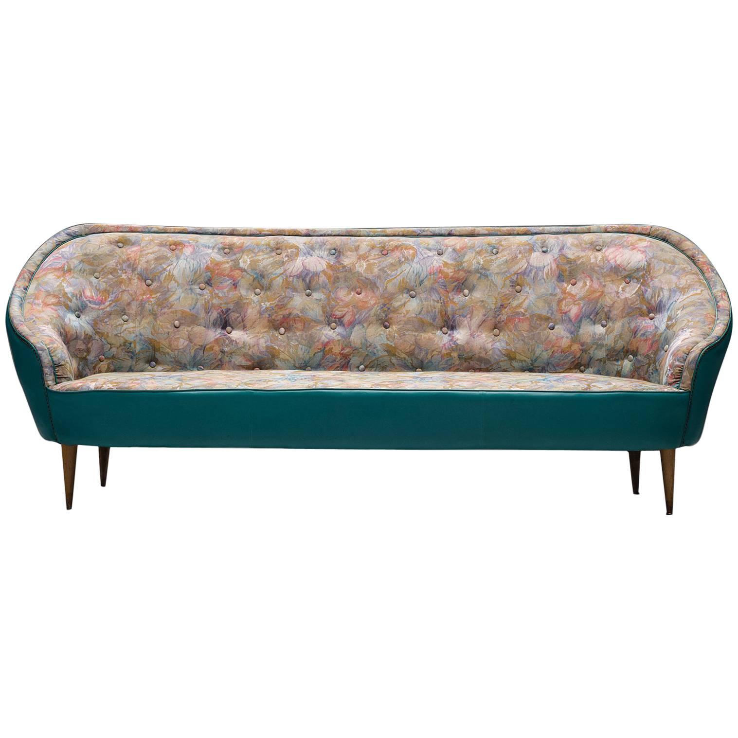 Italian Turquoise Sofa, circa 1950