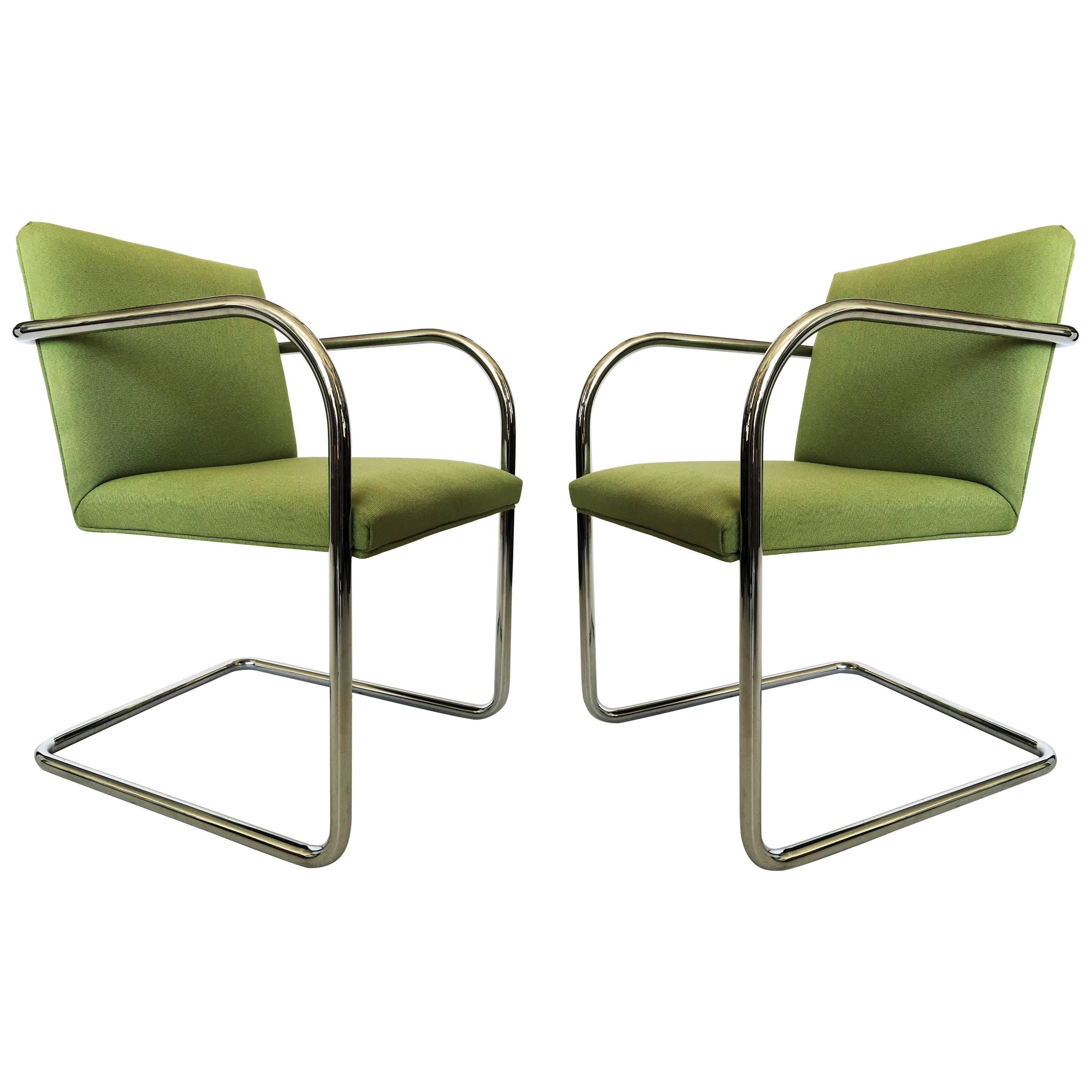 Pair of Brno Chairs in Green For Sale