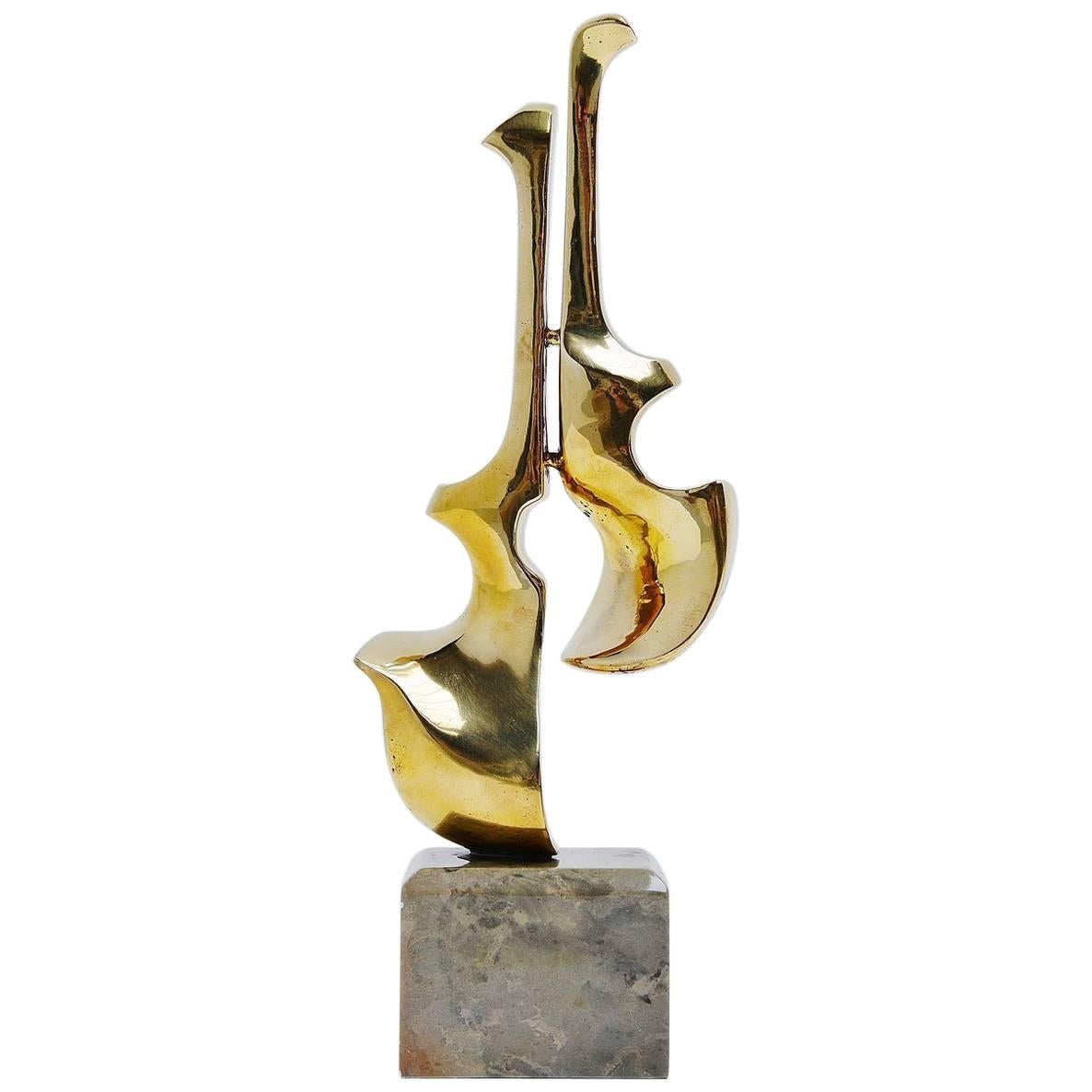 Hattakitkosol Somchai Bronze Guitar / Violin Sculpture, 1970 For Sale