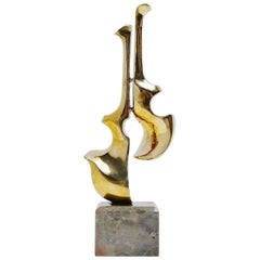 Sculpture de guitare et de violon Hattakitkosol Somchai en bronze, 1970