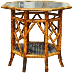 Large 19th Century English Chippendale Chinoiserie Style Bamboo Table