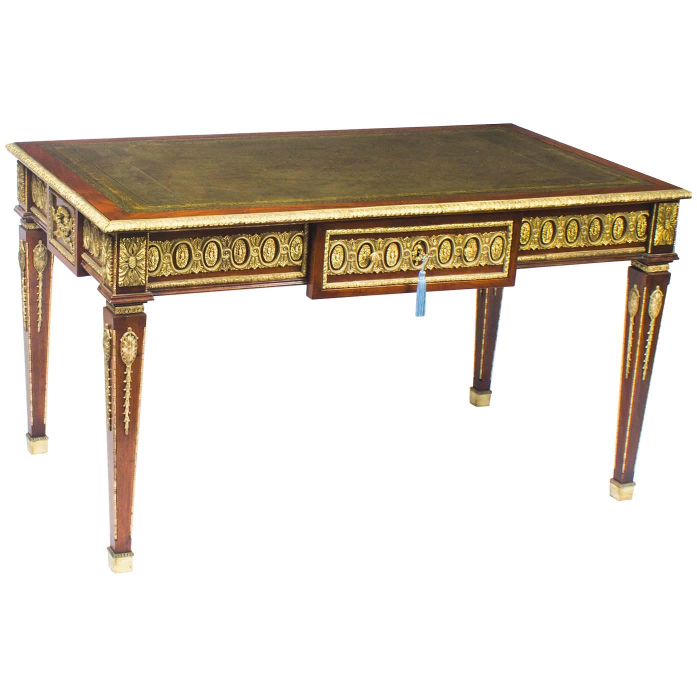 Early 20th Century French Empire Revival Bureau Plat Desk Writing Table