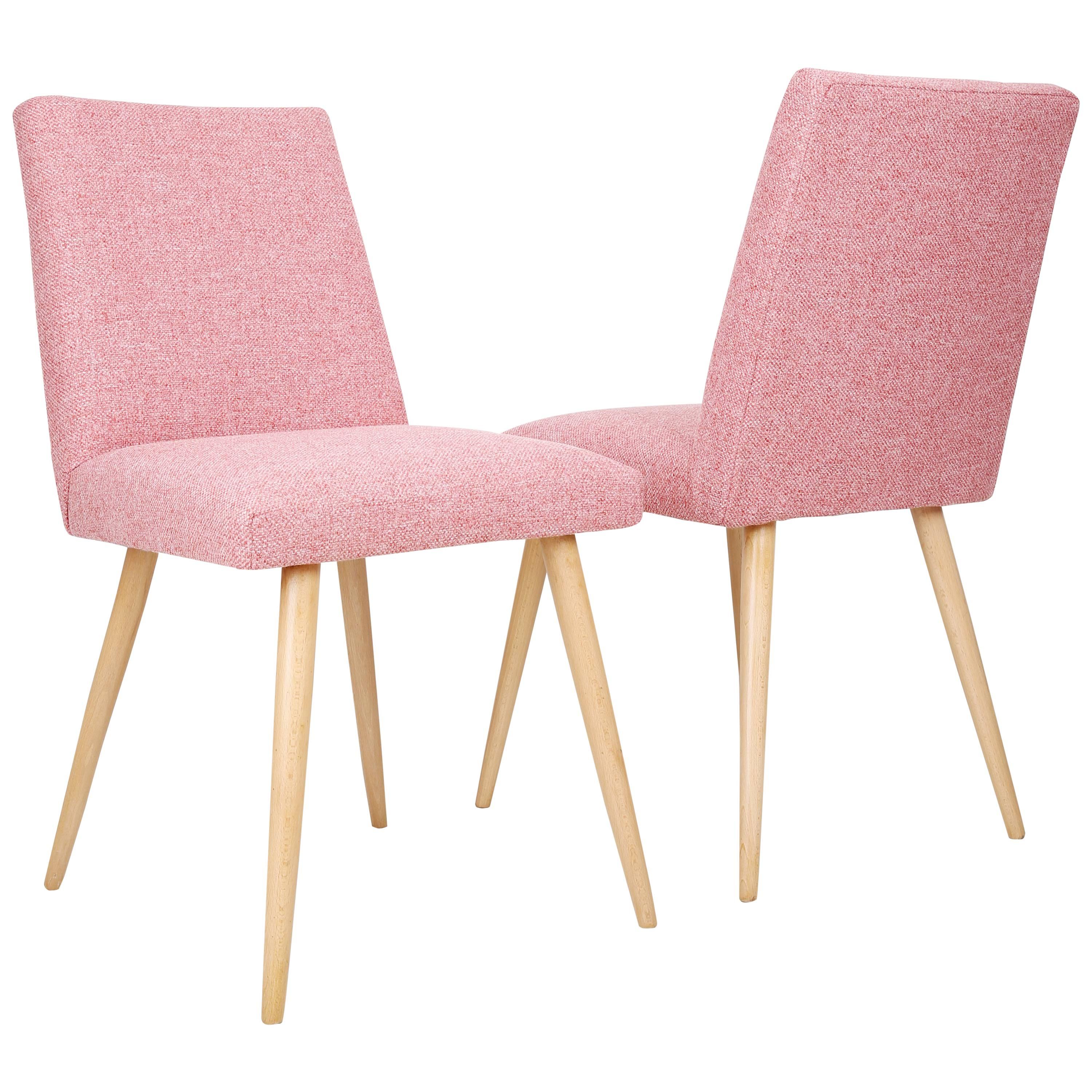 Pair of Two Mid Century Baby Pink Chairs, 1960s, Poland For Sale