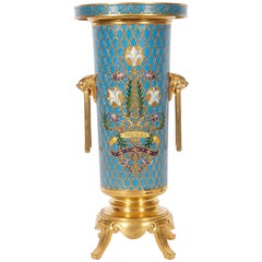 French Gilt Bronze and Champleve Cloisonne Enamel Vase by Ferdinand Barbedienne
