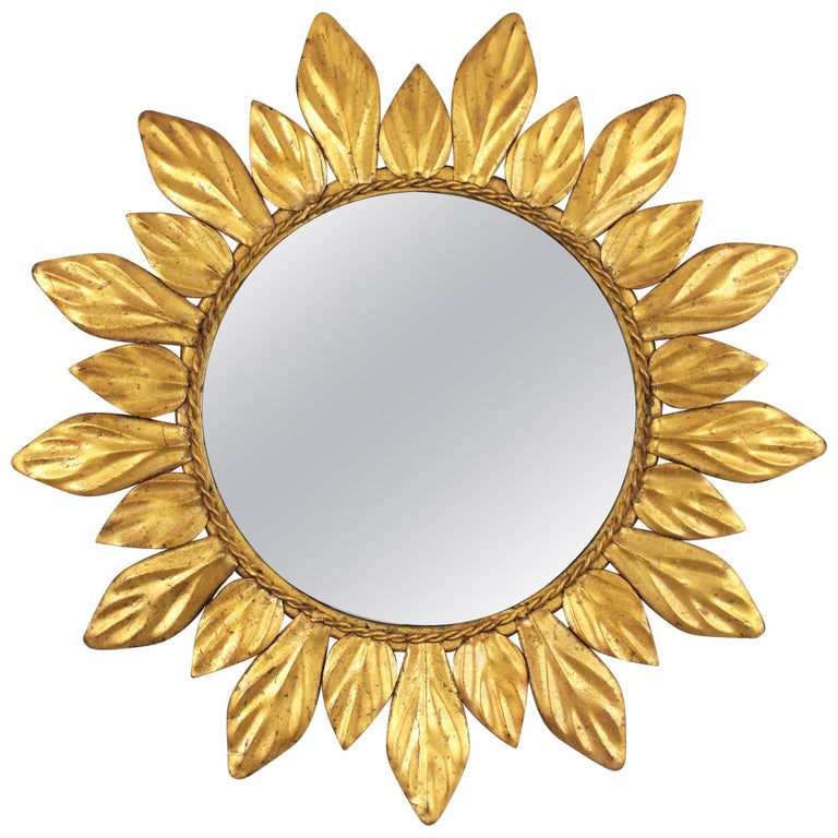 Spanish Sunburst Mirror With Leaf Motifs