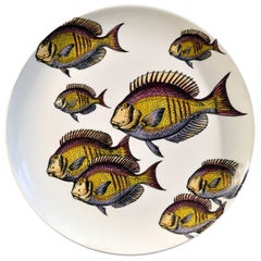 Piero Fornasetti Pottery Fish Plate, Passata De Pesce- Passage of Fish