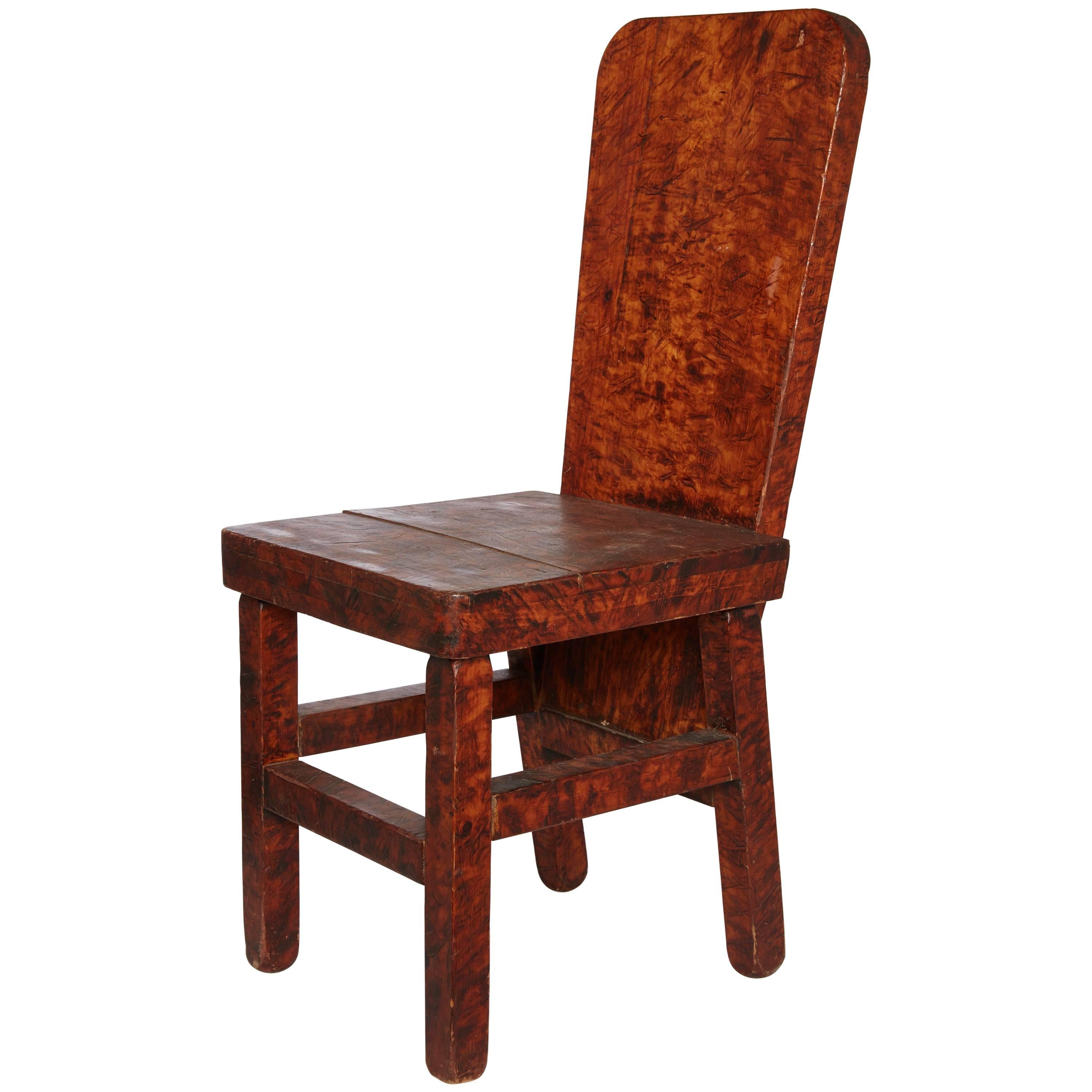 Late 19th Century American Handmade Burled Wood Chair For Sale