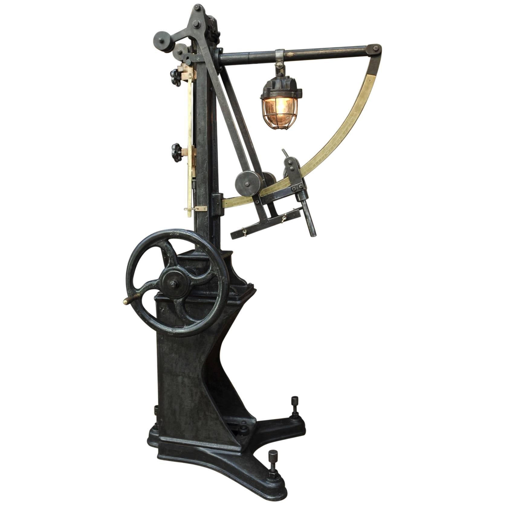 L.Casin Lille, 1920s Pressure Monitor Cast Iron Machine in Floor Lampe