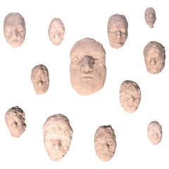 Neal Beckerman Set of 12 Abstract Plaster Relief Sculptures, Heads