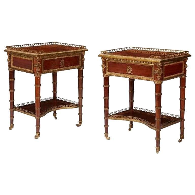 Pair of French Louis XVI Bronze Mounted End Tables