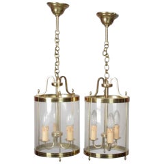 19th Century Pair of Lanterns in Louis XVI Style Made of Brass and Bronze