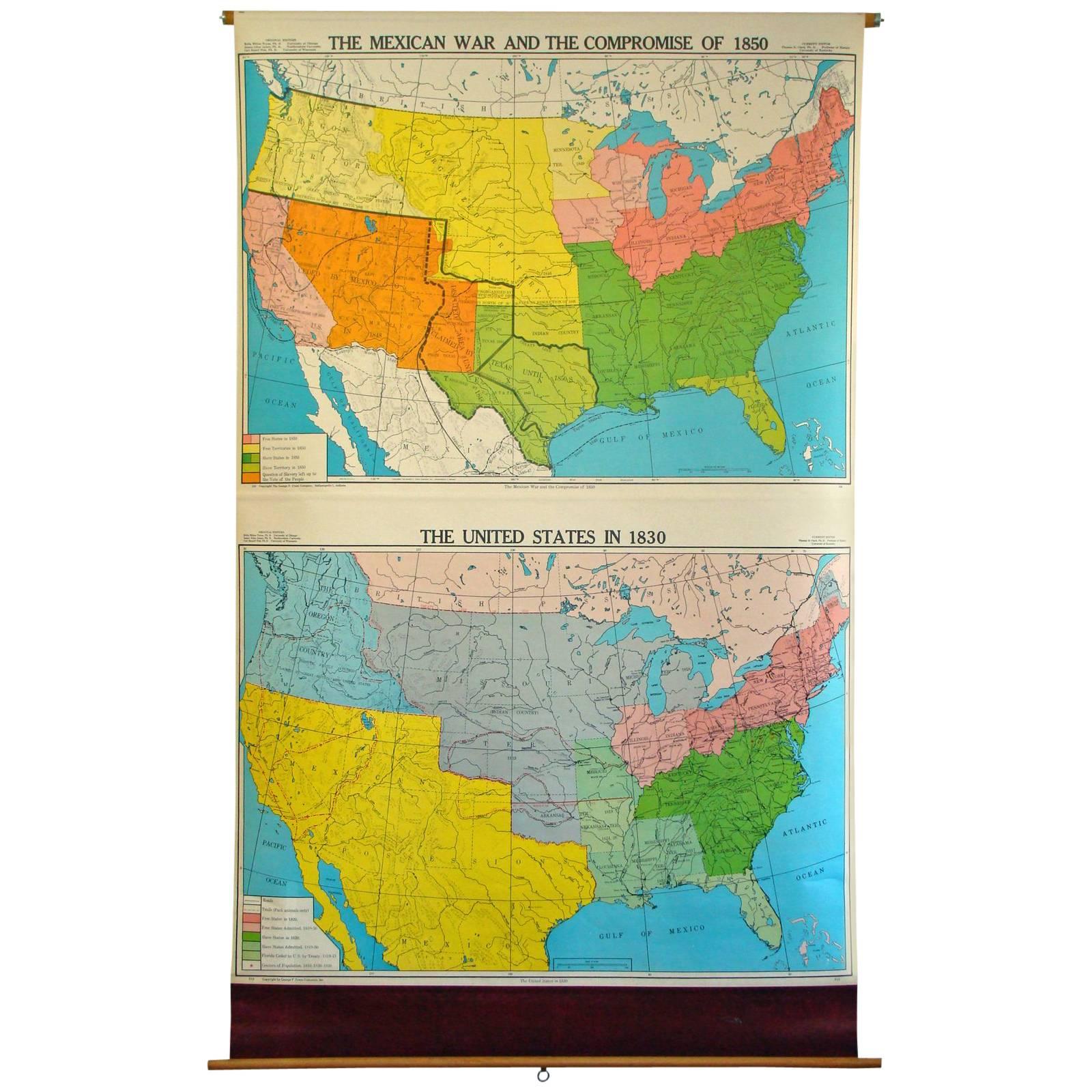 School Wall Map American History For Sale
